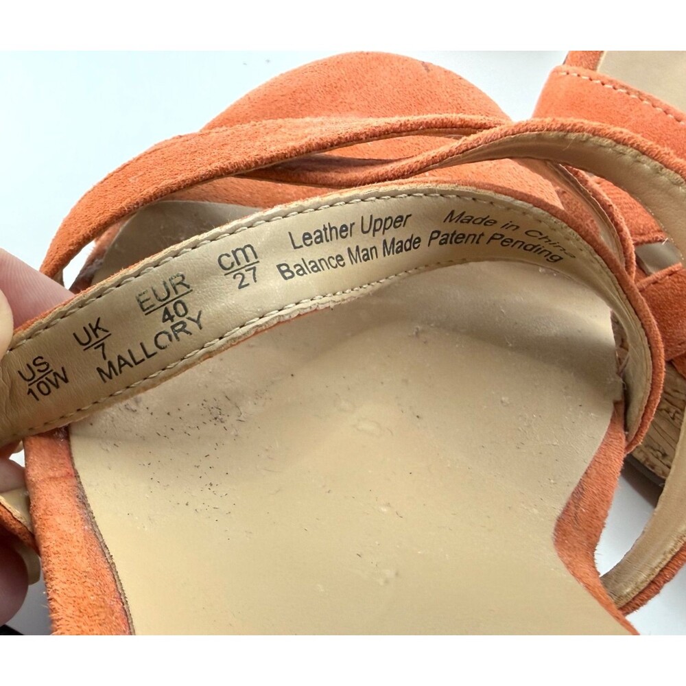 Naturalizer Mallory Platform Sandals Womens 10W Orange Suede Strappy Retro Heels - Picture 8 of 9